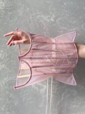 Pink Underbust Mesh Corset with steel boning
